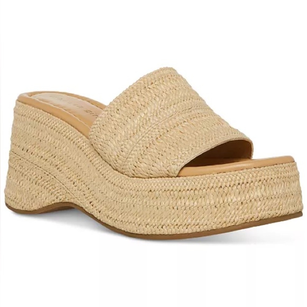 Madden Girl Zahara Platform Wedge Sandals Woven size 9 Natural Cushiony 3-1/4"